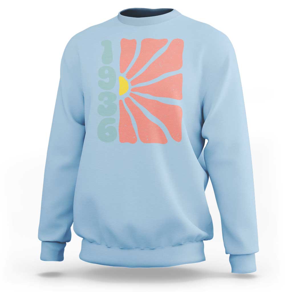 90th Birthday Sweatshirt Vintage 1936 Boho Flowers 90 Years Old Birthday