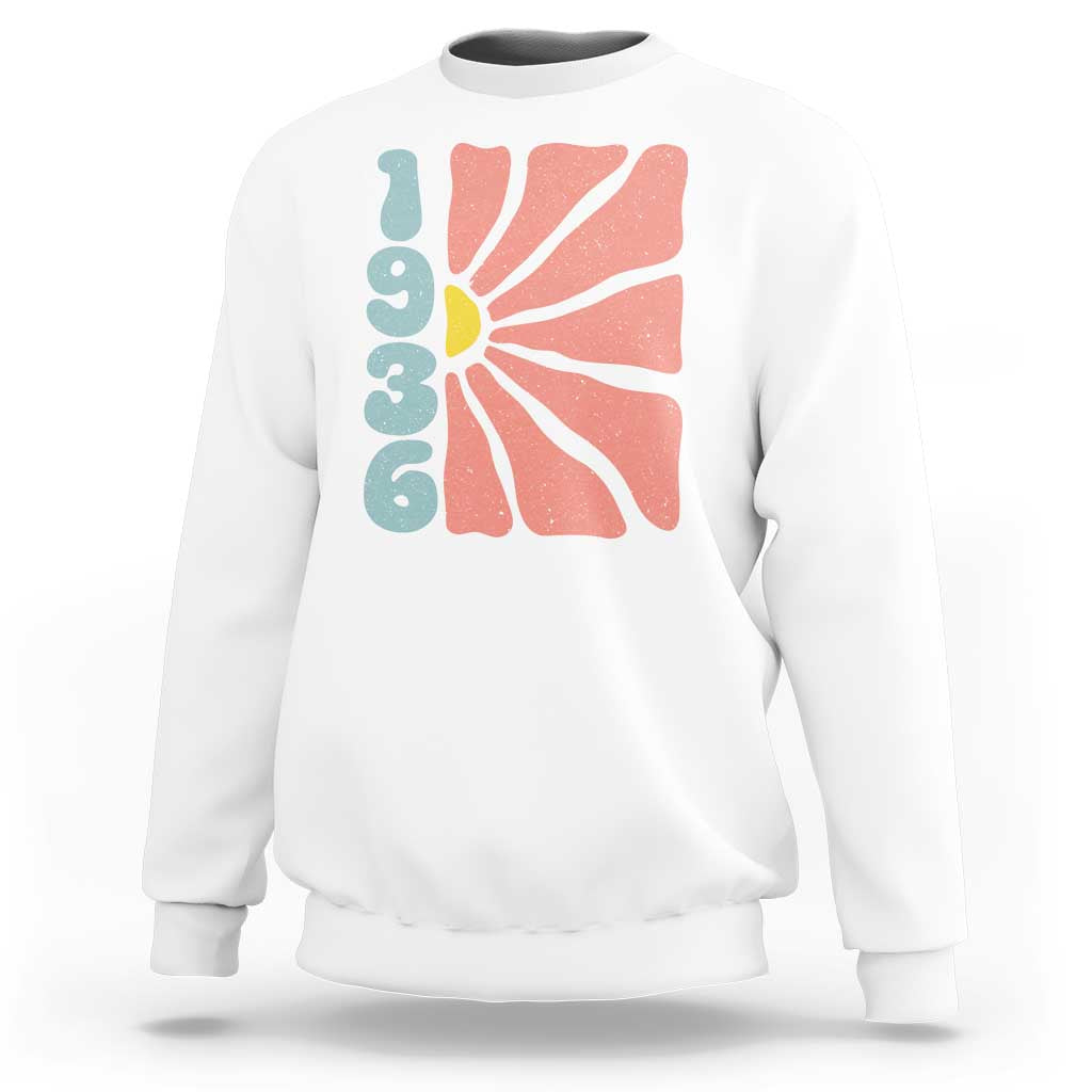 90th Birthday Sweatshirt Vintage 1936 Boho Flowers 90 Years Old Birthday
