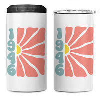 80th Birthday 4 in 1 Can Cooler Tumbler Vintage 1946 Boho Flowers 80 Years Old Birthday