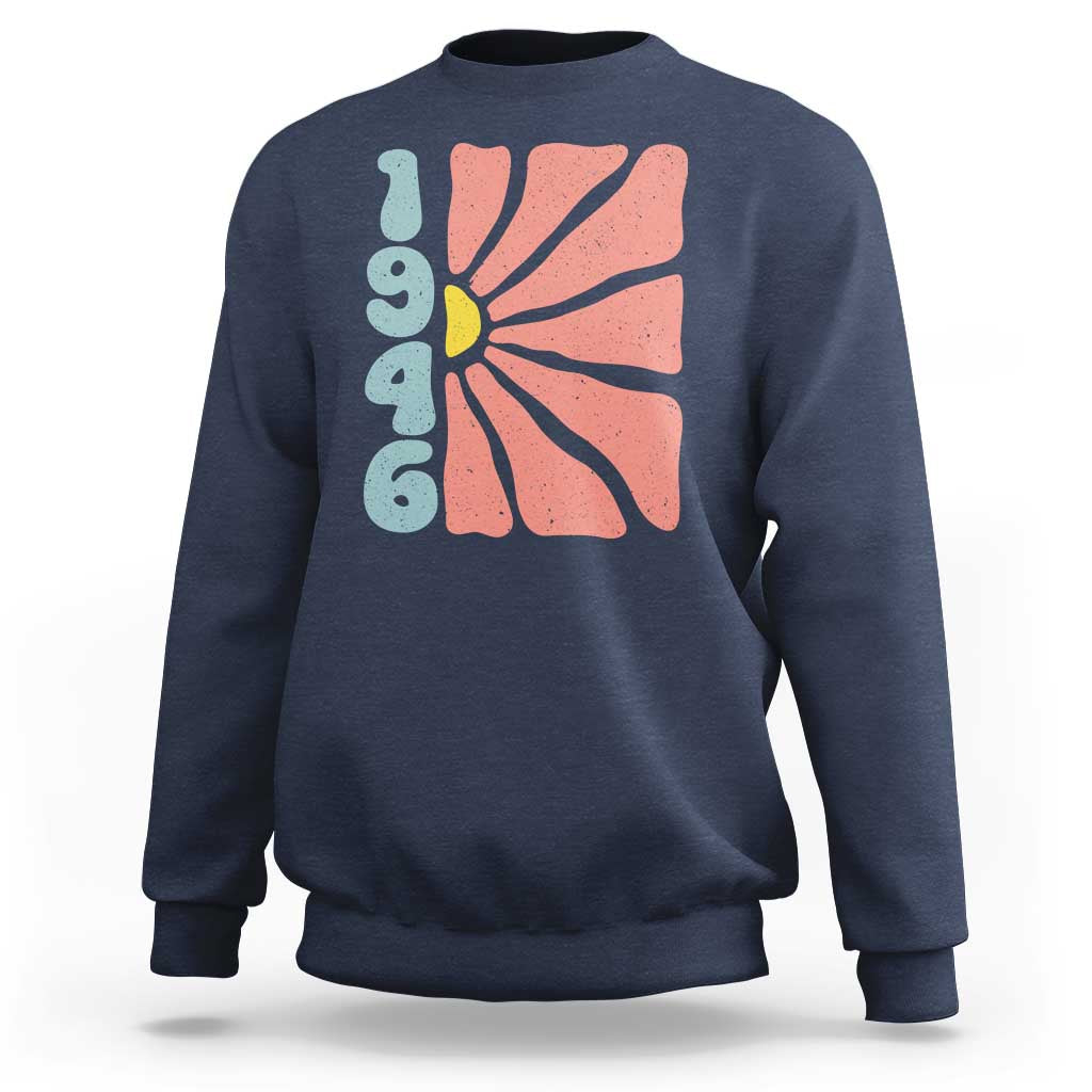 80th Birthday Sweatshirt Vintage 1946 Boho Flowers 80 Years Old Birthday