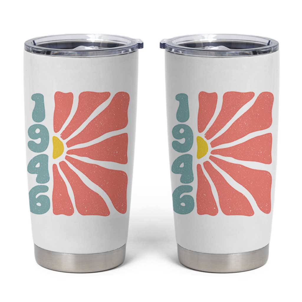 80th Birthday Tumbler Cup Vintage 1946 Boho Flowers 80 Years Old Birthday