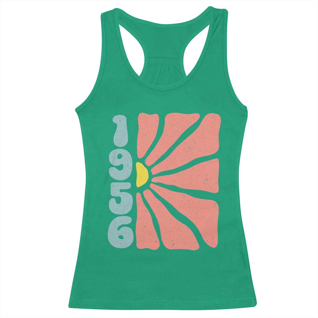 70th Birthday Racerback Tank Top Vintage 1956 Boho Flowers 70 Years Old Birthday