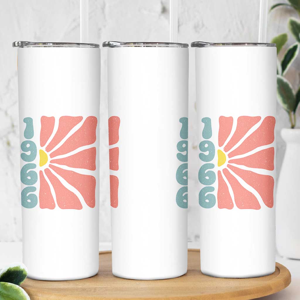 60th Birthday Skinny Tumbler Vintage 1966 Boho Flowers 60 Years Old Birthday