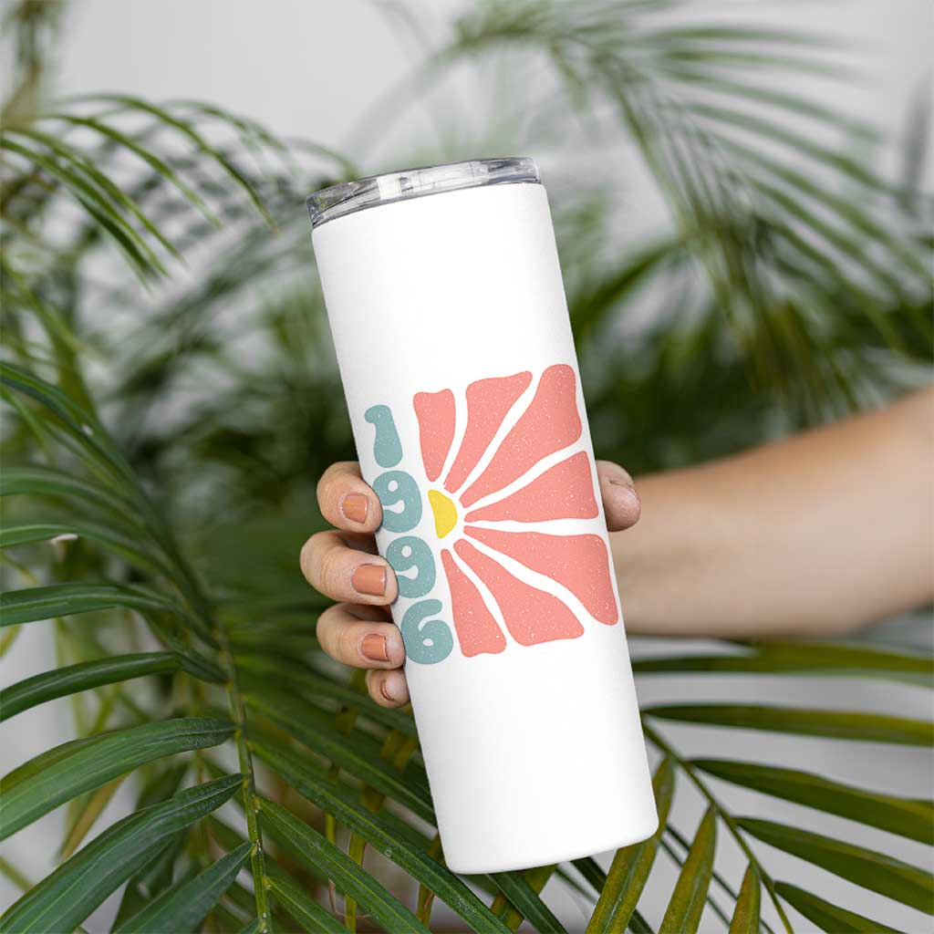 30th Birthday Skinny Tumbler Vintage 1996 Boho Flowers 30 Years Old Birthday