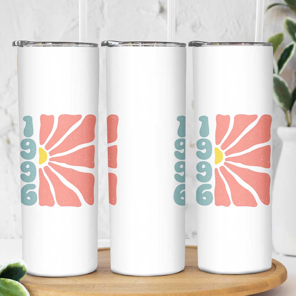 30th Birthday Skinny Tumbler Vintage 1996 Boho Flowers 30 Years Old Birthday