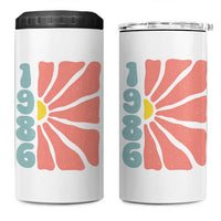 40th Birthday 4 in 1 Can Cooler Tumbler Vintage 1986 Boho Flowers 40 Years Old Birthday