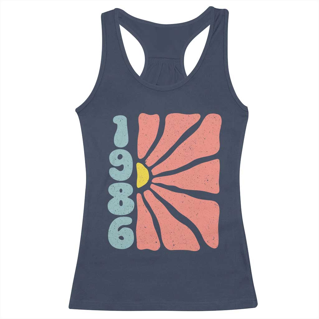 40th Birthday Racerback Tank Top Vintage 1986 Boho Flowers 40 Years Old Birthday