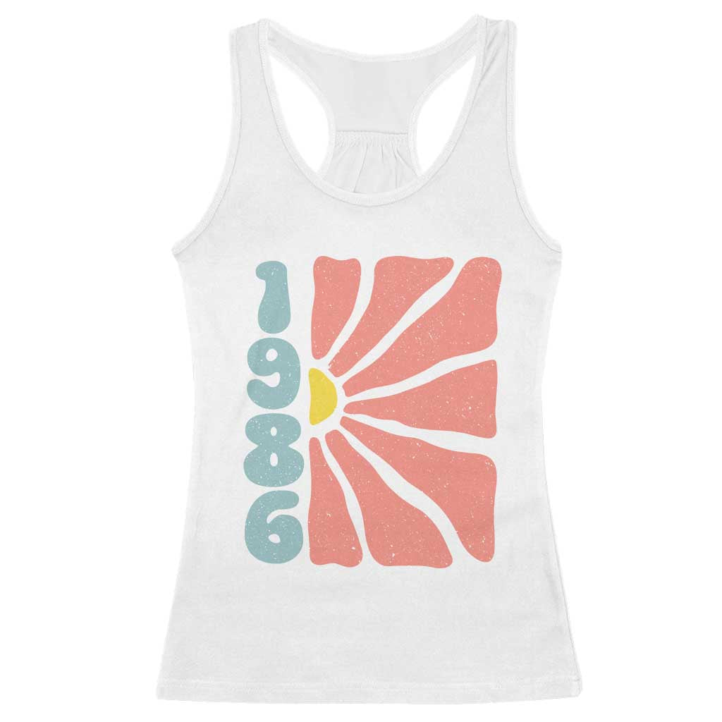 40th Birthday Racerback Tank Top Vintage 1986 Boho Flowers 40 Years Old Birthday