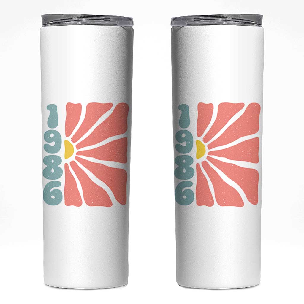 40th Birthday Skinny Tumbler Vintage 1986 Boho Flowers 40 Years Old Birthday