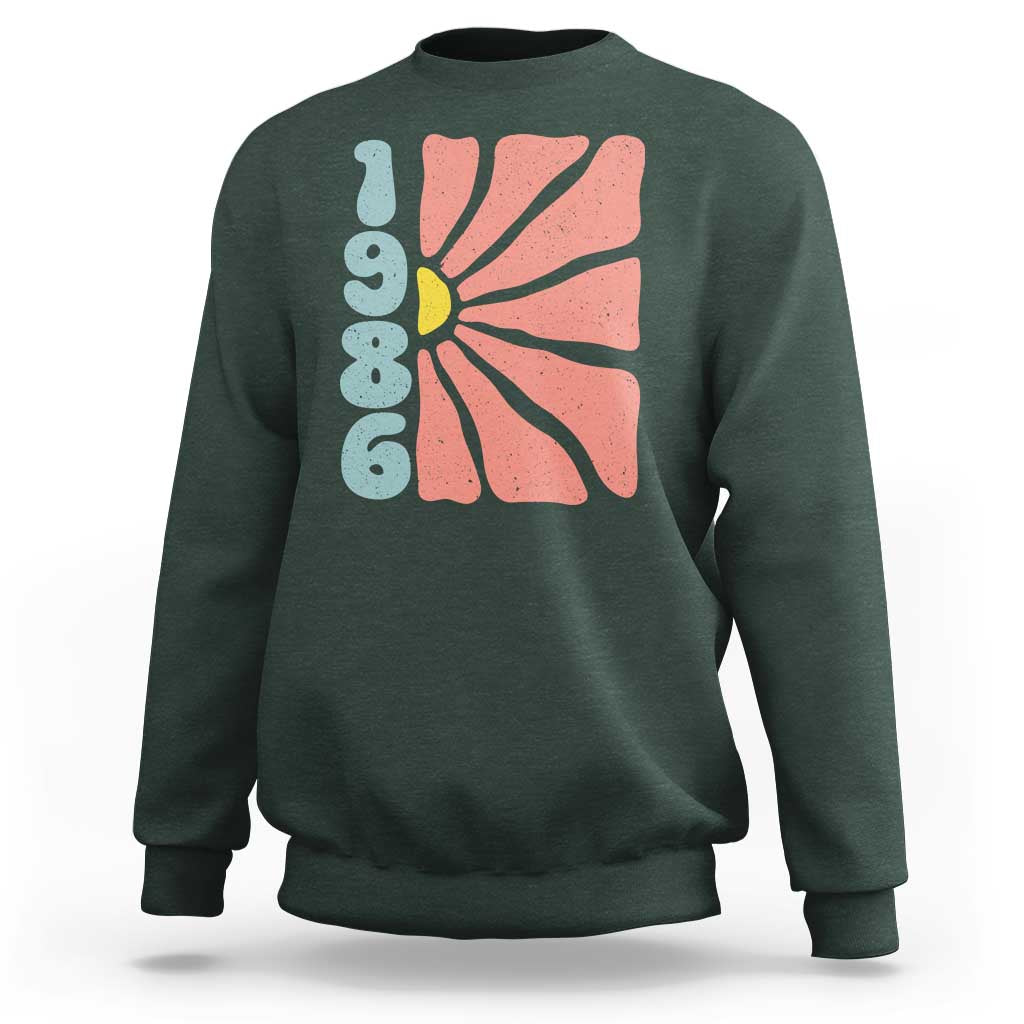 40th Birthday Sweatshirt Vintage 1986 Boho Flowers 40 Years Old Birthday