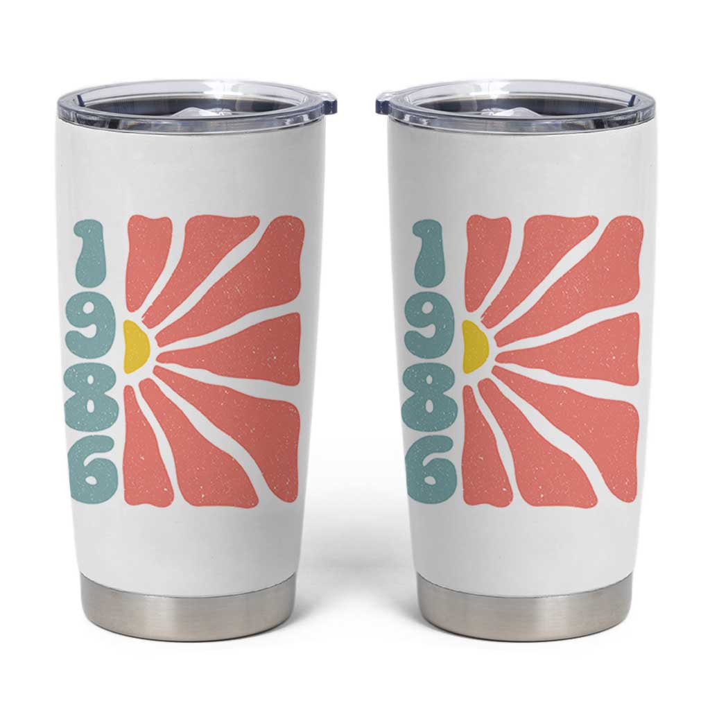 40th Birthday Tumbler Cup Vintage 1986 Boho Flowers 40 Years Old Birthday