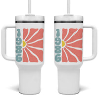 40th Birthday Tumbler With Handle Vintage 1986 Boho Flowers 40 Years Old Birthday