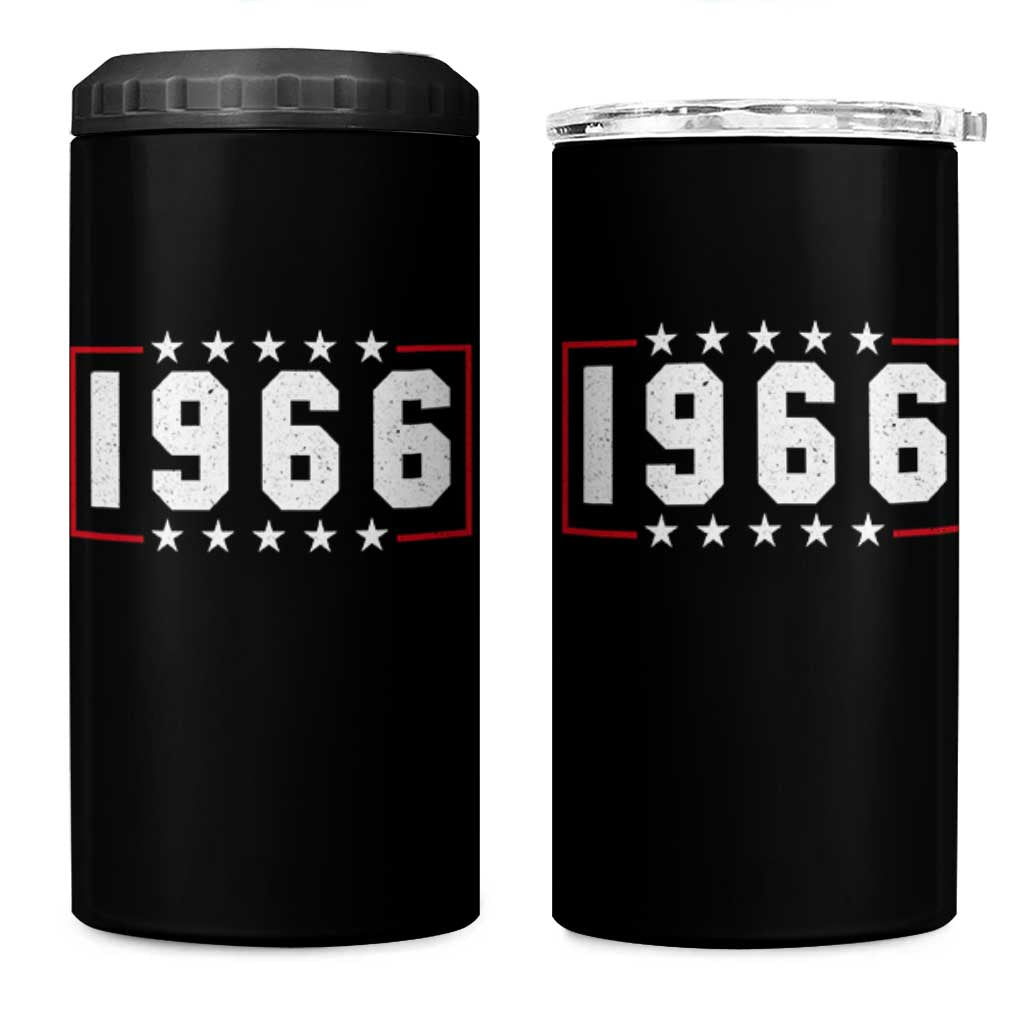 60th Birthday 4 in 1 Can Cooler Tumbler Vintage 1966 60 Years Old Birthday Stars And Stripes