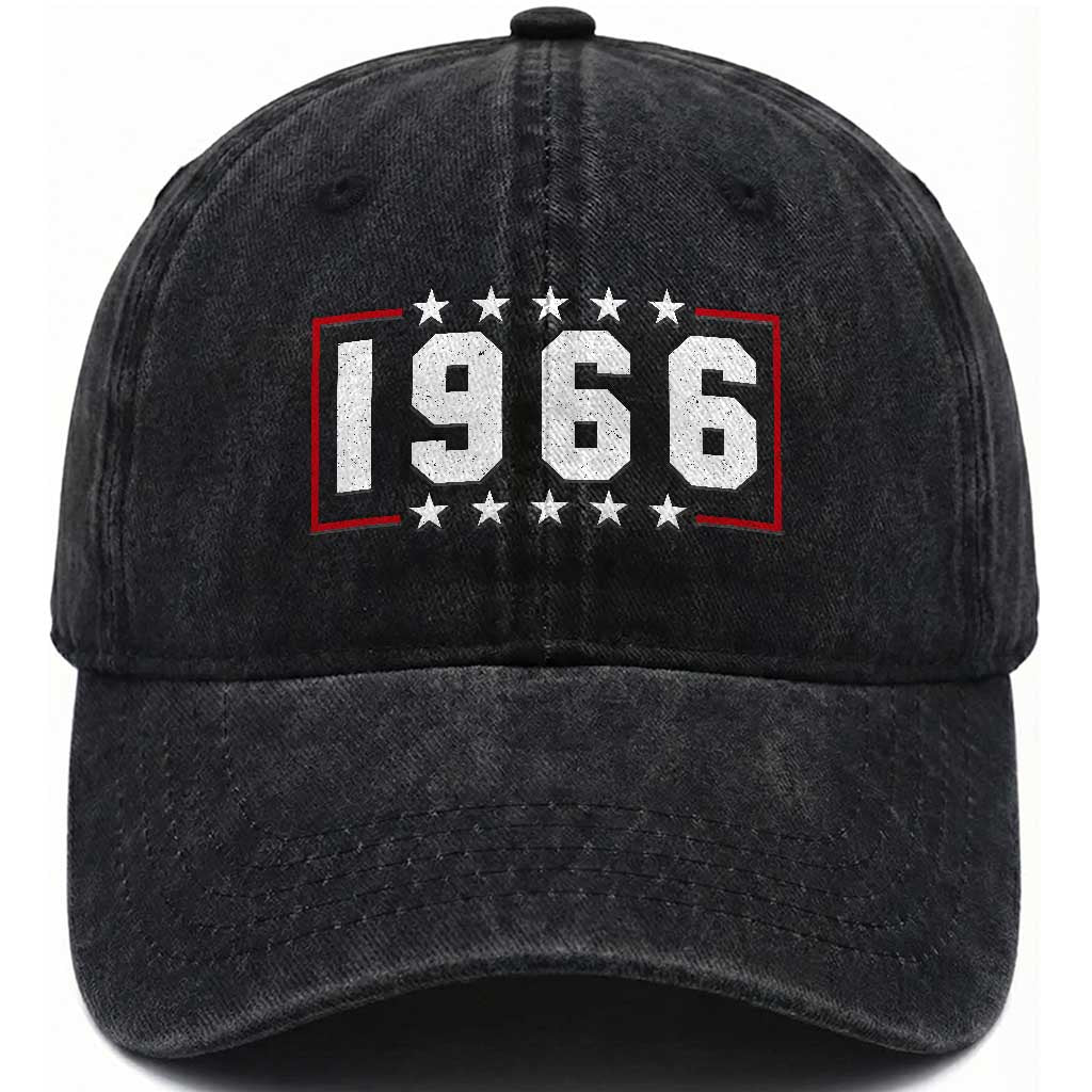60th Birthday Washed Cotton Baseball Cap Vintage 1966 60 Years Old Birthday Stars And Stripes