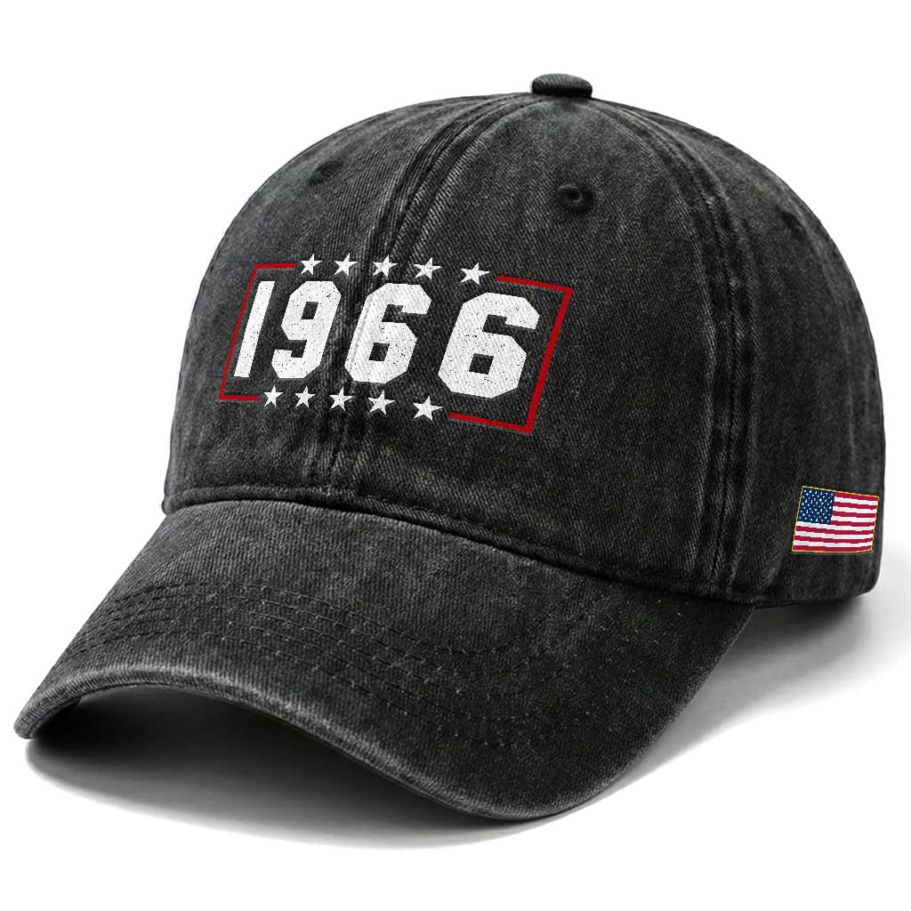 60th Birthday Washed Cotton Baseball Cap Vintage 1966 60 Years Old Birthday Stars And Stripes