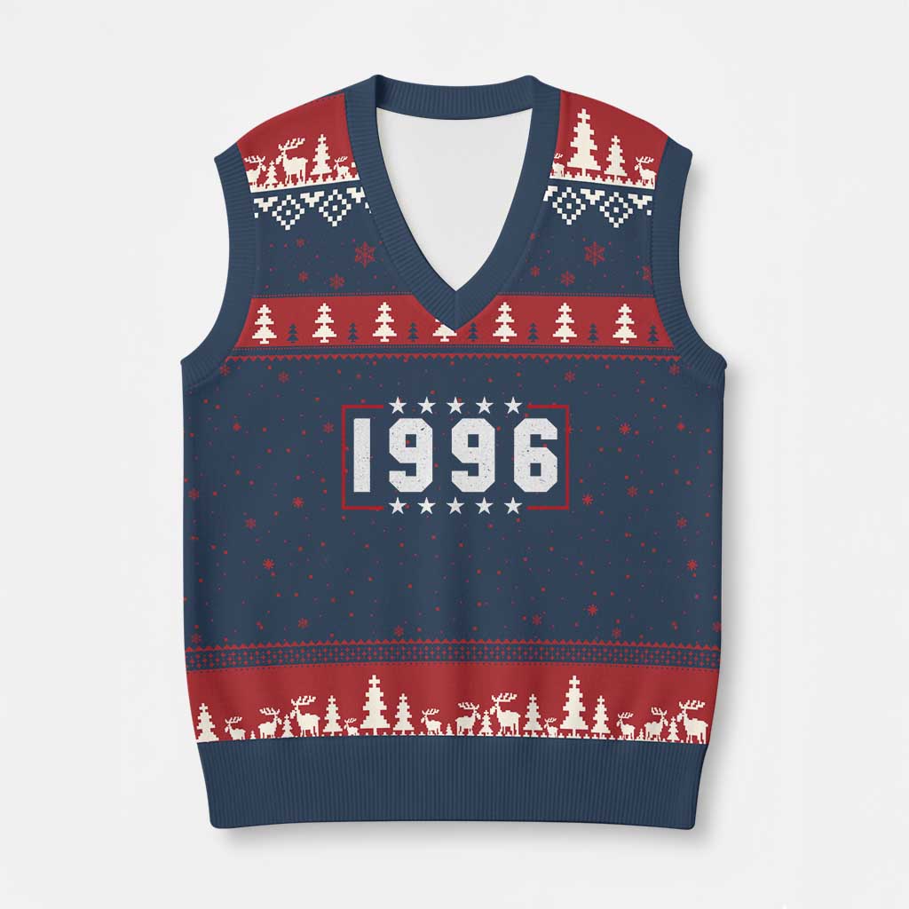 30th Birthday V-Neck Knit Sweater Vest Vintage 1996 30 Years Old Birthday Stars And Stripes