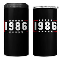 40th Birthday 4 in 1 Can Cooler Tumbler Vintage 1986 40 Years Old Birthday Stars And Stripes