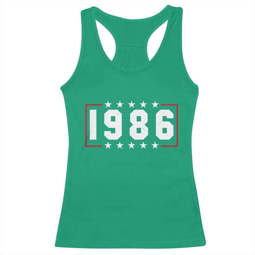 40th Birthday Racerback Tank Top Vintage 1986 40 Years Old Birthday Stars And Stripes