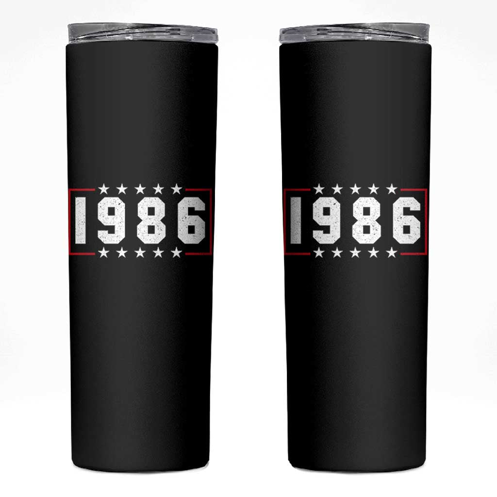 40th Birthday Skinny Tumbler Vintage 1986 40 Years Old Birthday Stars And Stripes