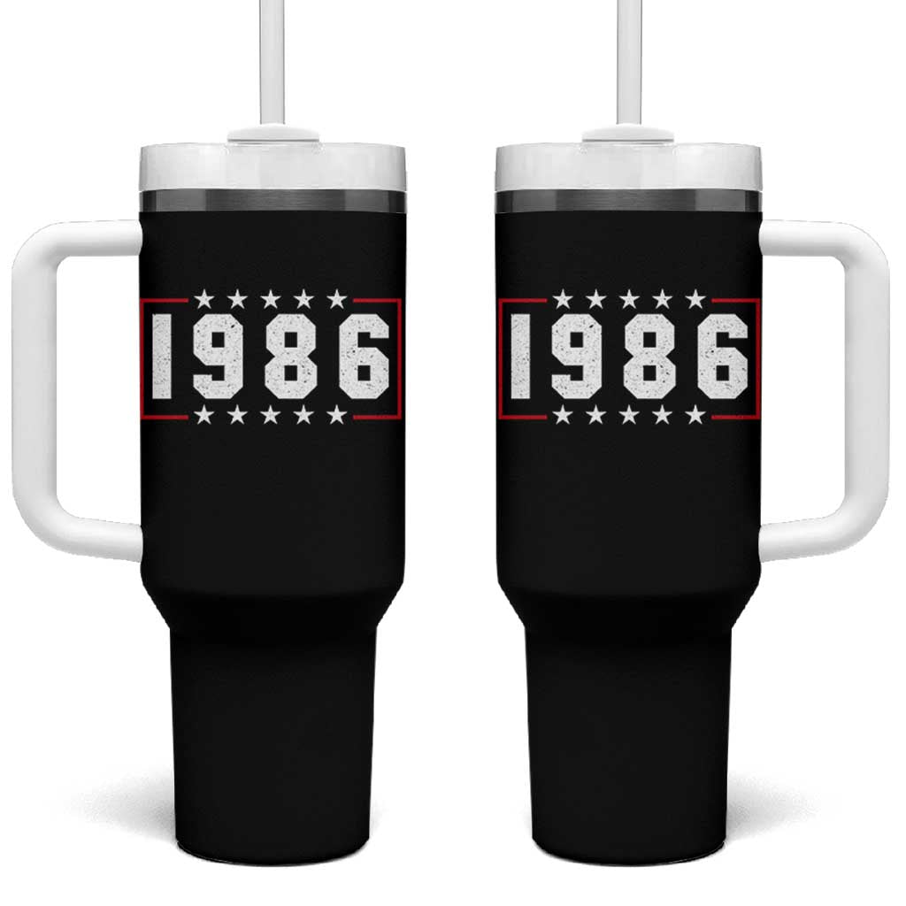 40th Birthday Tumbler With Handle Vintage 1986 40 Years Old Birthday Stars And Stripes