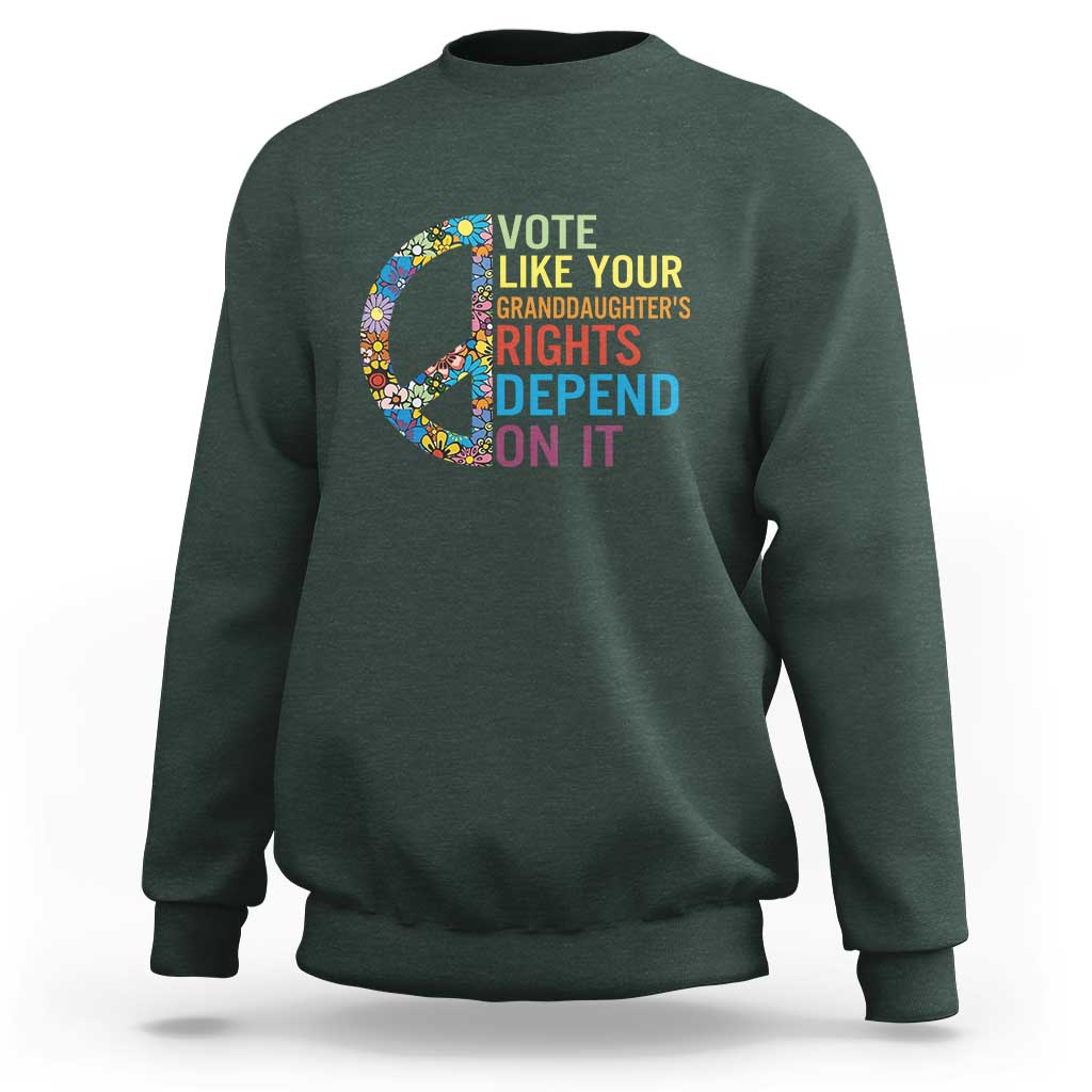 Vote Like Your Granddaughter's Rights Depend On It Sweatshirt Boho Floral Peace Sign - Wonder Print Shop