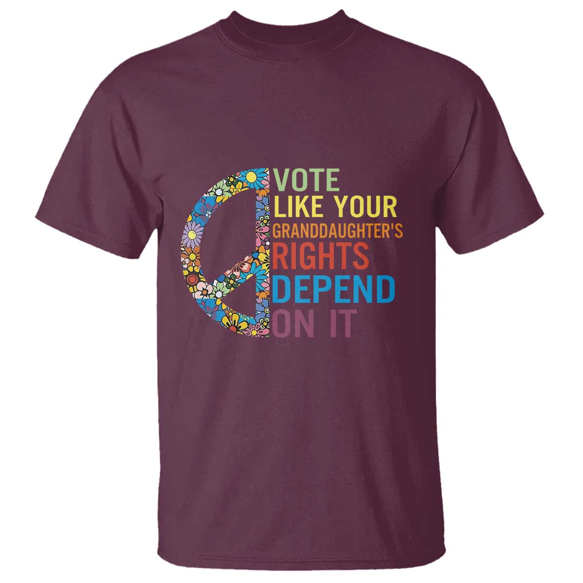 Vote Like Your Granddaughter's Rights Depend On It T Shirt Boho Floral Peace Sign - Wonder Print Shop