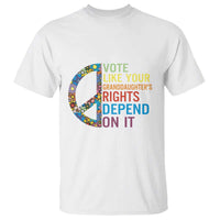 Vote Like Your Granddaughter's Rights Depend On It T Shirt Boho Floral Peace Sign - Wonder Print Shop