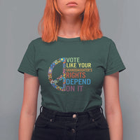 Vote Like Your Granddaughter's Rights Depend On It T Shirt For Women Boho Floral Peace Sign - Wonder Print Shop