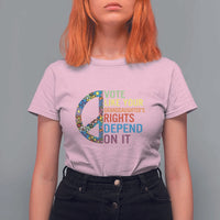 Vote Like Your Granddaughter's Rights Depend On It T Shirt For Women Boho Floral Peace Sign - Wonder Print Shop