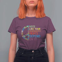 Vote Like Your Granddaughter's Rights Depend On It T Shirt For Women Boho Floral Peace Sign - Wonder Print Shop