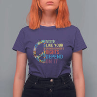 Vote Like Your Granddaughter's Rights Depend On It T Shirt For Women Boho Floral Peace Sign - Wonder Print Shop