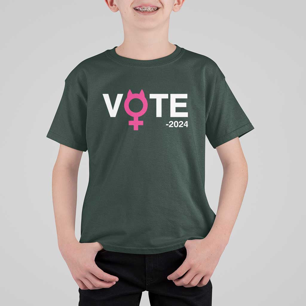 Funny Vote 2024 T Shirt For Kid Cat Woman Sign Harris President 2024 - Wonder Print Shop