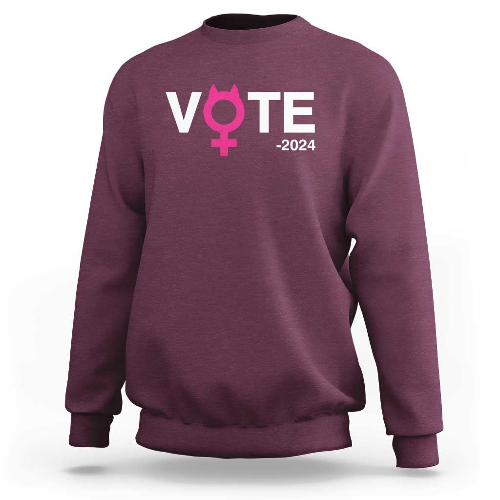 Funny Vote 2024 Sweatshirt Cat Woman Sign Harris President 2024 - Wonder Print Shop