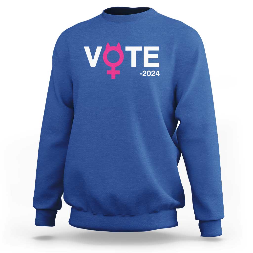 Funny Vote 2024 Sweatshirt Cat Woman Sign Harris President 2024 - Wonder Print Shop
