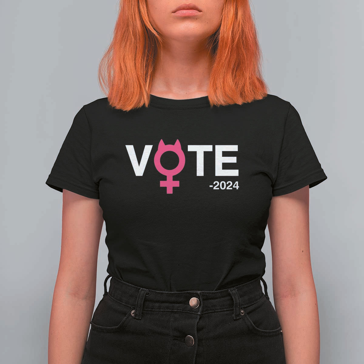 Funny Vote 2024 T Shirt For Women Cat Woman Sign Harris President 2024 - Wonder Print Shop