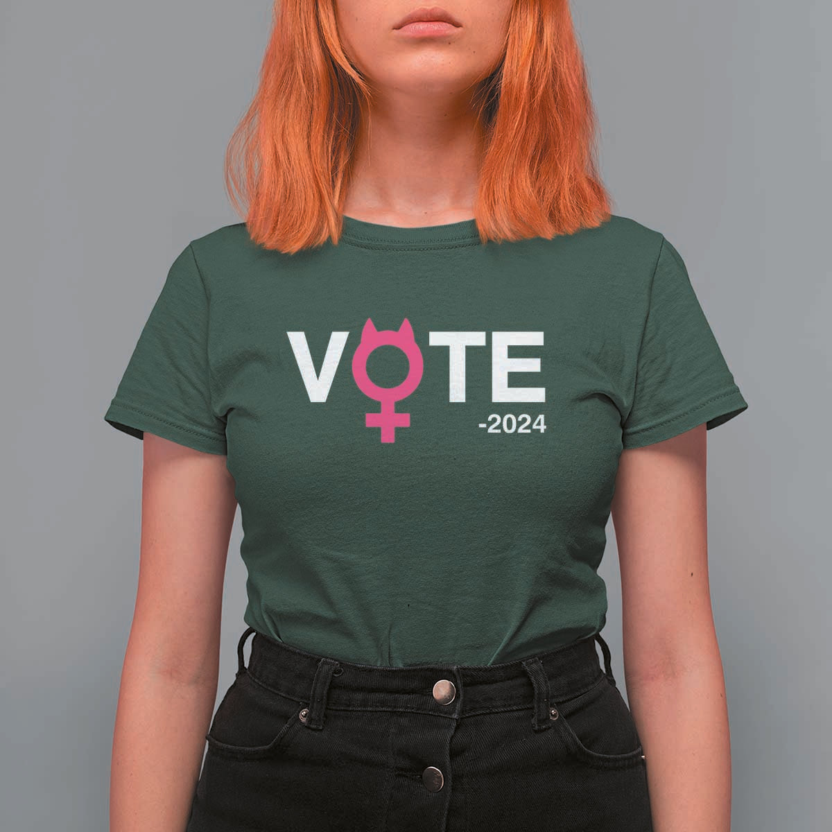 Funny Vote 2024 T Shirt For Women Cat Woman Sign Harris President 2024 - Wonder Print Shop