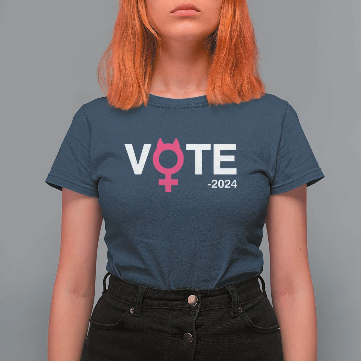 Funny Vote 2024 T Shirt For Women Cat Woman Sign Harris President 2024 - Wonder Print Shop