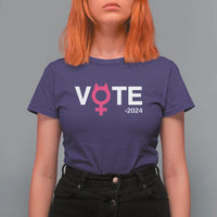 Funny Vote 2024 T Shirt For Women Cat Woman Sign Harris President 2024 - Wonder Print Shop