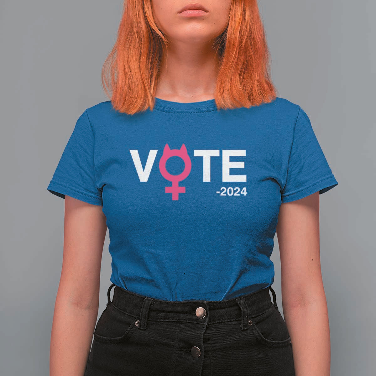 Funny Vote 2024 T Shirt For Women Cat Woman Sign Harris President 2024 - Wonder Print Shop