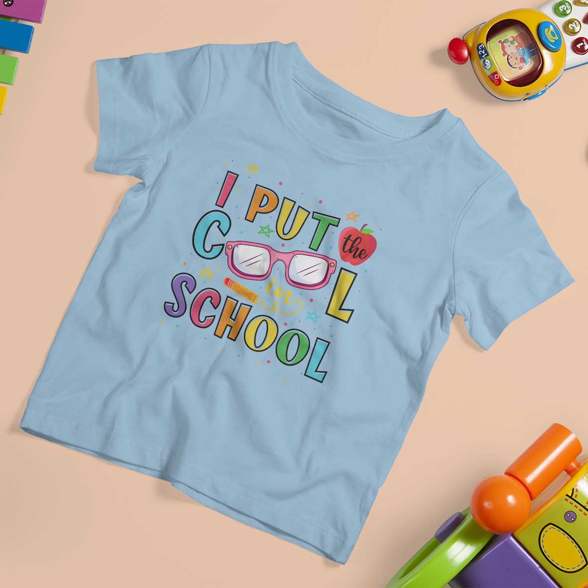 I Put The Cool In School T Shirt For Kid First Day Of School Apple Glasses Pencil - Wonder Print Shop