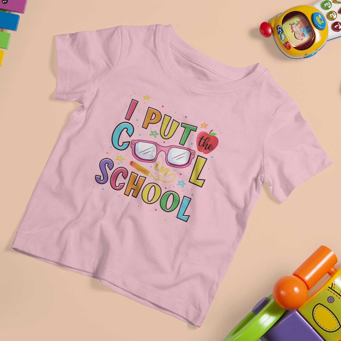 I Put The Cool In School T Shirt For Kid First Day Of School Apple Glasses Pencil - Wonder Print Shop