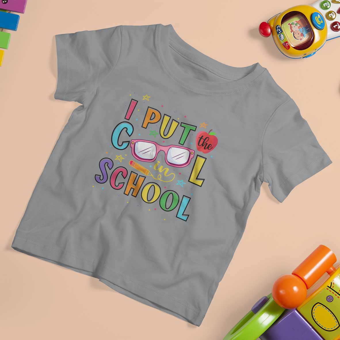 I Put The Cool In School T Shirt For Kid First Day Of School Apple Glasses Pencil - Wonder Print Shop