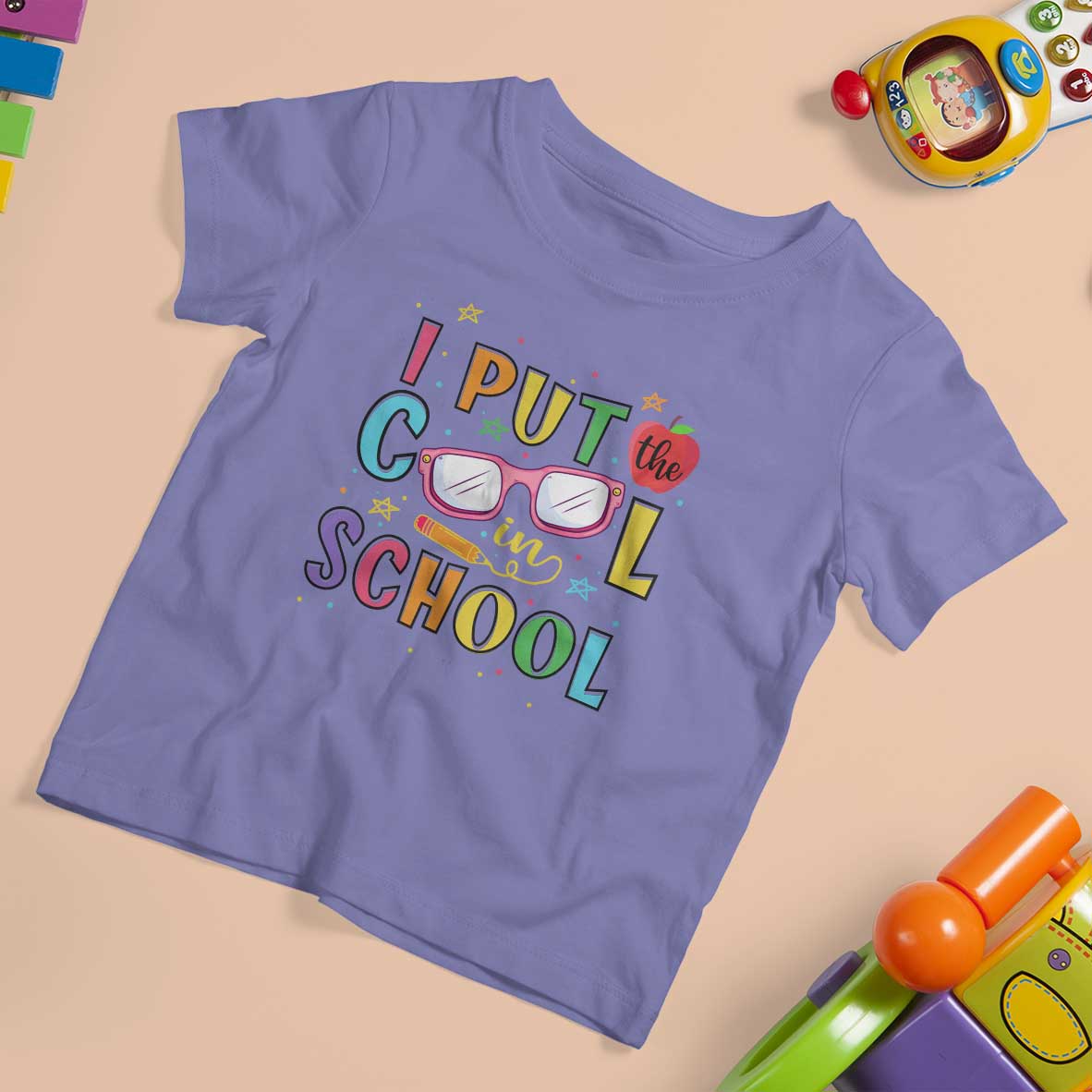 I Put The Cool In School T Shirt For Kid First Day Of School Apple Glasses Pencil - Wonder Print Shop