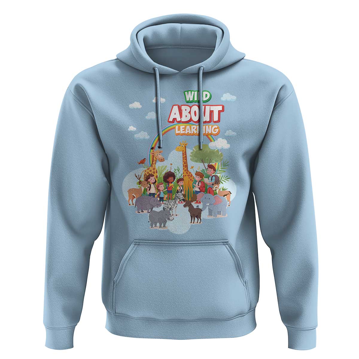 Wild About Learning Hoodie Back To School Zoo Animals Student Rainbow - Wonder Print Shop