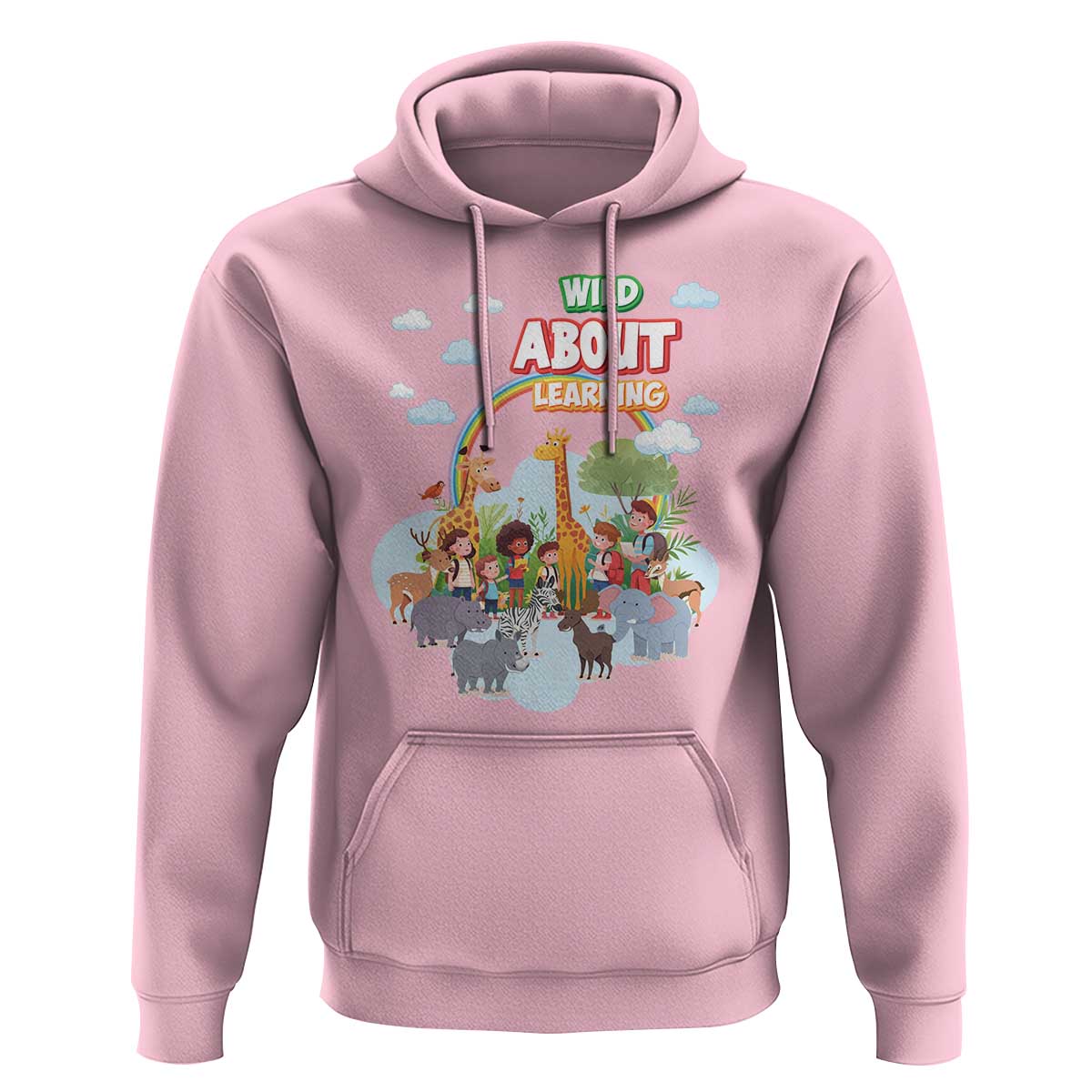 Wild About Learning Hoodie Back To School Zoo Animals Student Rainbow - Wonder Print Shop
