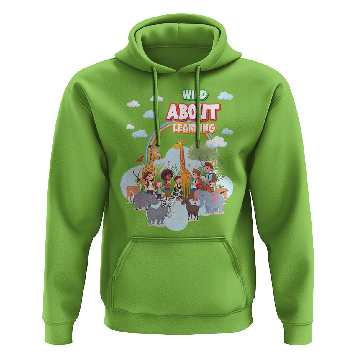 Wild About Learning Hoodie Back To School Zoo Animals Student Rainbow - Wonder Print Shop