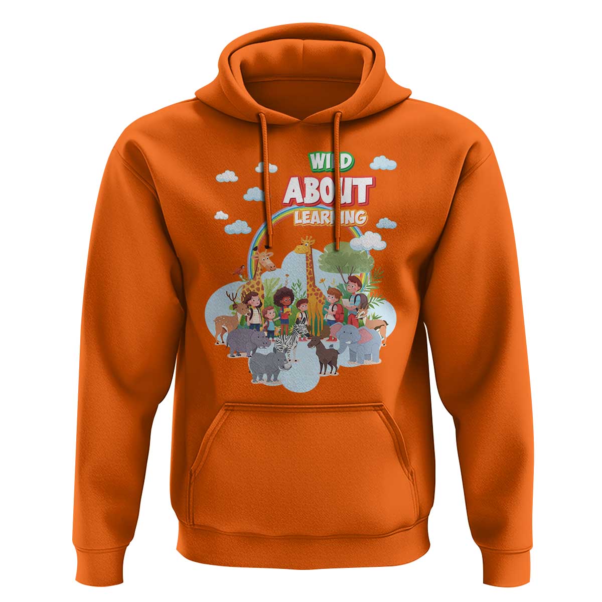 Wild About Learning Hoodie Back To School Zoo Animals Student Rainbow - Wonder Print Shop