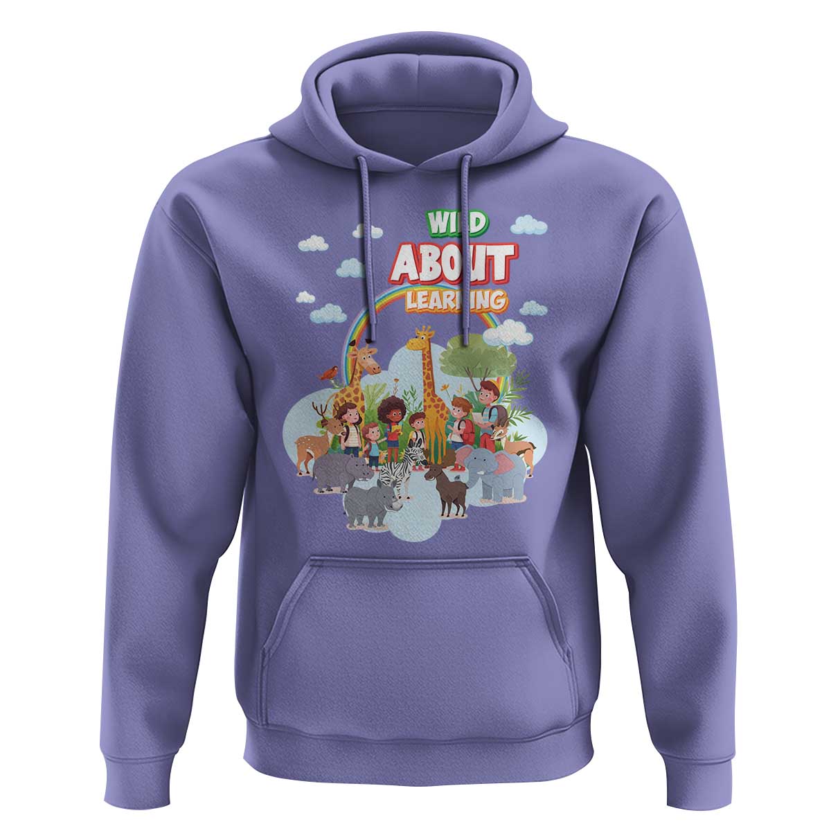 Wild About Learning Hoodie Back To School Zoo Animals Student Rainbow - Wonder Print Shop
