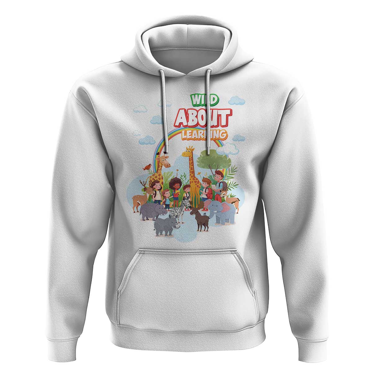 Wild About Learning Hoodie Back To School Zoo Animals Student Rainbow - Wonder Print Shop