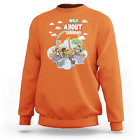 Wild About Learning Sweatshirt Back To School Zoo Animals Student Rainbow - Wonder Print Shop